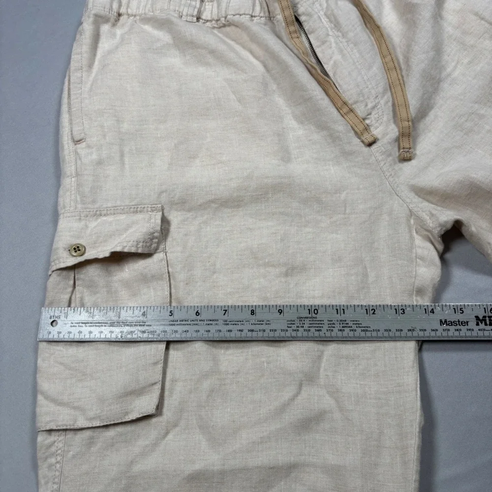 Tommy Bahama 100% Linen Cargo Pants Mens XXL Beige Relax Drawstring Waist
